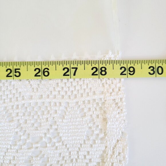 Vintage Crochet Lace Ivory / Off White Window Valance with Two Panels Set - Picture 13 of 14